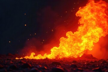 Wall Mural - a vibrant, intensely bright flame casting a dramatic, warm light, illuminating the surrounding darkn
