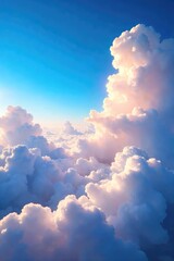 Wall Mural - vast, ethereal clouds stretching across a vibrant blue sky, hinting at a bright, sunny day peeking t