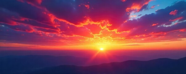 Wall Mural - vibrant hues paint the sky as the sun dips below the horizon, a breathtaking display of color and li
