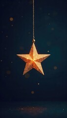 Wall Mural - a single, glittering star hangs delicately from a dark, elegant background, suggesting luxury and ex