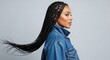 © MDRifat - Stylish Woman with Long Box Braids in Denim Jacket