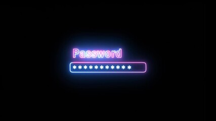 Glowing neon username and security password on computer screen. Login and digital safety concept.