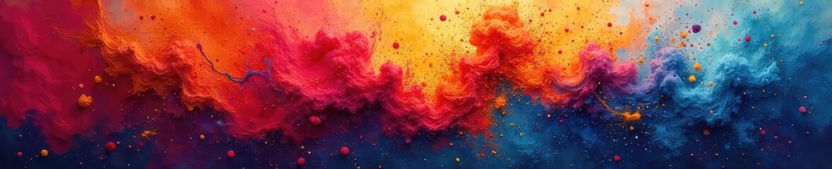 Wall Mural - Vibrant hues explode across a canvas, a chaotic yet beautiful representation of emotional intensity The vibrant colors hint at a raw, unfiltered expression of feeling , fierce, painting, feeling
