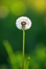 Wall Mural - a single, delicate dandelion seedhead poised on a slender stem, ready to take flight, symbolizes hop