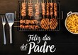 © habib - Father’s Day BBQ Celebration Poster with Grilled Meat, Fries, and Spanish Text 'Feliz Día del Padre'