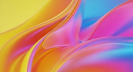 Canvas Print - abstract swirling colorful liquid forms with smooth reflective surfaces background fluid