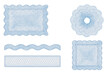 © Fabian - Set of intricate guilloche watermarks and decorative borders for banknotes, diplomas, certificates, currency, vouchers, and money designs, ornamental security patterns