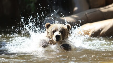 Bear splashing water