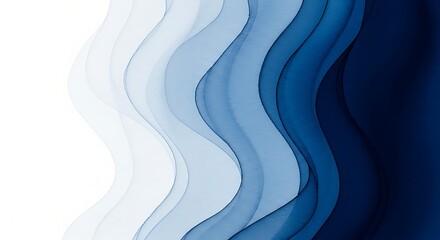 Canvas Print - gradient blue waves flowing abstractly on white background image photo