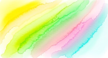 Canvas Print - soft watercolor brush strokes in pastel yellow green pink blue hues paint abstract
