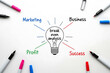 © Sabbir - Break even analysis business marketing profit success lightbulb diagram