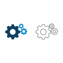 Gear icon in flat and line style