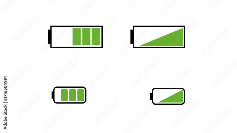 green bettry icons set | Green Battery Vector Icon | Energy Power Symbol in High Quality