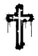 © Camel - Christian Cross with Grunge Paint Splatters Black Shape Vector Laser Cutting Engraving Monochrome Print