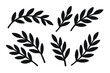 © marie - Set of black olive branch silhouettes. Vector collection of laurel leaves and branches. Botanical foliage illustration for logo, wedding, or decorative design. Peace symbol.