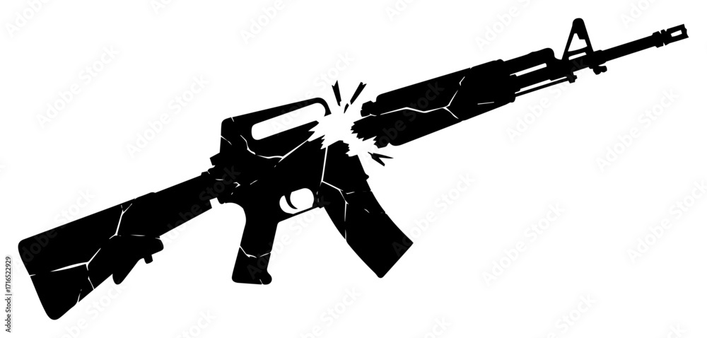 Broken Rifle as a Symbol of Peace and Anti War black shape vector laser ...