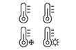 © Jamine - Thermometer icon set with editable stroke, thin line style for web, apps, books, and cards, vector illustration collection with cold and hot temperature symbols, transparent background