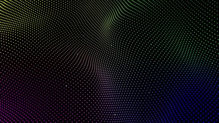 4-colorTechnology digital wave background concept.Beautiful motion waving dots texture with glowing defocused particles. Cyber or technology background.