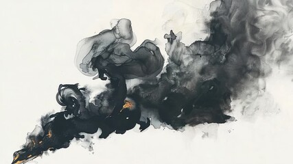 Wall Mural - A black and white painting of a bird in flight, simplicity and elegance