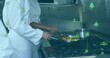 © vectorfusionart - Cooking chefs wearing chef jackets stirring veggies in frying pan at gas range with network icons