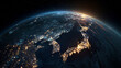 © Tohamina - Earth at night showing city lights and sunrise over East Asia