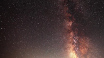 Wall Mural - Starry sky timelapse background. Beautiful night sky with Milky Way galaxy on dark sky.