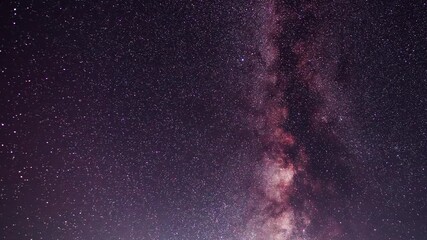 Wall Mural - Starry sky timelapse background. Beautiful night sky with Milky Way galaxy on dark sky.