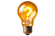 © Alif - Bright illuminated lightbulb with a glowing question mark against a transparent background