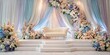 © MSTAIRIN - Elegant wedding stage adorned with flowers, sofa, and soft drapes, creating a romantic and dreamy setting for the special occasion