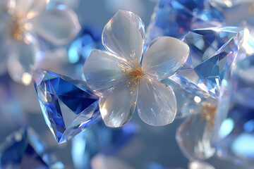 Wall Mural - abstract blue 3d background with glass transparent triangle plate shapes and circle effect. geometri