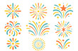 © Elisabeth - Vector set of colorful firework explosions. Bright cartoon firecracker bursts for celebration, festival, party. New Year, 4th of July design element. Salute, sparkler icon.