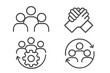 © Johann - Teamwork and collaboration icon set. Linear style icons for business partnership, team management, workflow, and communication. Vector graphic of people working together.