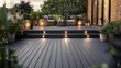 © PhanDesigns - Dark Grey Composite Decking Design Evening Ambiance, Outdoor Patio, Luxury Landscape, , outdoor lighting, composite decking