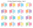 © EnigmaEasel - Pastel 2 Color Combinations Palettes Set 2 - 16 Combos 3d Bright Pastels Tones - with HEX Codes and Names, Colour Palette, Schemes