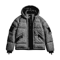 Wall Mural - outdoor hiking jacket halftone grunge vector design element