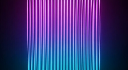 A vertical array of neon light tubes transitioning from purple to blue against a dark background created with generated ai