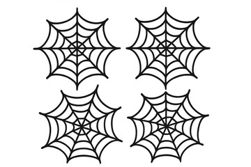 Spiderweb icon set. Cobweb symbol collection. Vector cartoon illustration for Halloween. Spooky scary insect trap graphic element. Black outline on white background.