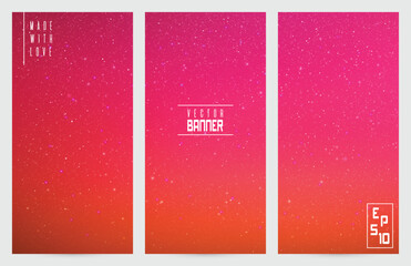 Sticker - Northern lights. Purple aurora borealis. Abstract vector banner set