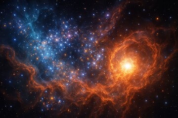 Wall Mural - Vivid deep space nebula with swirling gas clouds star nursery and radiant supernova shockwaves ultra detailed cosmic panorama