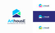 © Lucky Luck - art gallery house logo. Art museum or artist school concept logo with abstract geometric shape house in multicolor design. colorful house artwork logo icon.