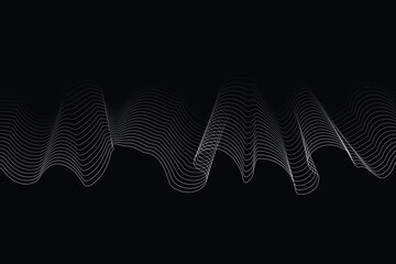 Wall Mural - abstract white lines digital geometric contemporary stripe line art curve on black background element concept for business futuristic technology concept suit over poster banner brochure header EPS 10