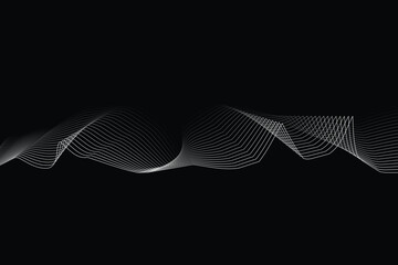 Wall Mural - abstract white lines digital geometric contemporary stripe line art curve on black background element concept for business futuristic technology concept suit over poster banner brochure header EPS 10