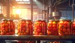 © Dava - Preserved Tomatoes in Jars at Factory.