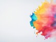 © taweesak - Abstract watercolor splash with vibrant rainbow colors forming a profile of a human head silhouette on a white background