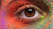 © Ilham - Close up of a Woman s Eye Covered in Colorful Powder