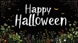 © 遼平 後藤 - い背景に植物とコウモリの上にハッピーハロウィーンの文字が書かれた画像