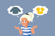 © nicoletaionescu - Teen Girl Deciding What to Wear Vector Cartoon Character. adolescent not knowing what to wear during changing weather
