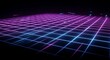© Ibnan - A vibrant, futuristic grid illuminated with neon blue and purple lights, creating a digital landscape.