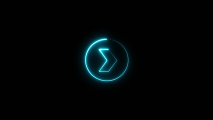 Wall Mural - Neon right side directional arrow icon. glowing neon colorful arrow icon.