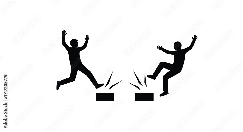 Tripping Over Object Caution: Watch Your Step - Illustration of Two People Tripping Over ...